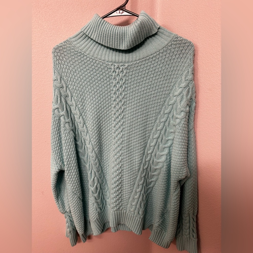 Aqua Knitted Turtle Neck Sweater. Size L. Kohls.